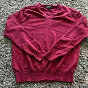 Express Men's Deep Red V-Neck Sweater